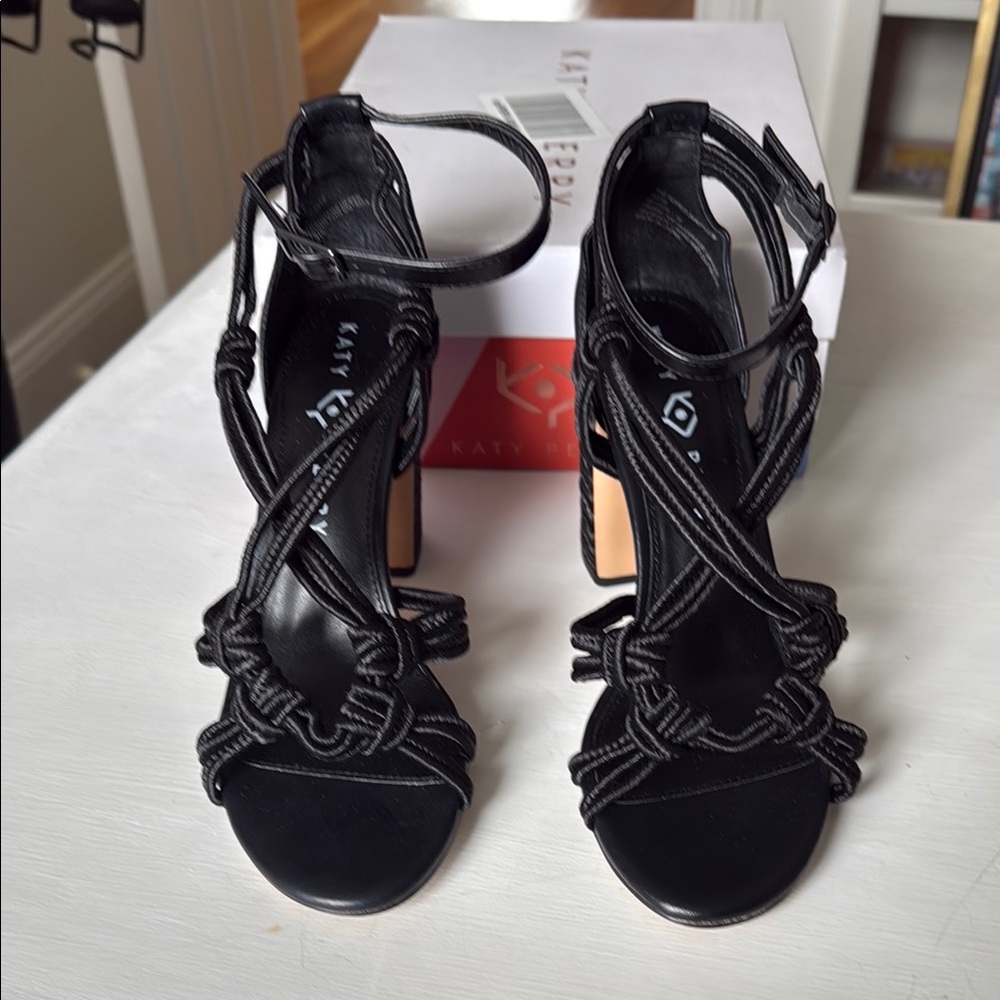 Katy Perry Collections Black Strappy Rope Heels